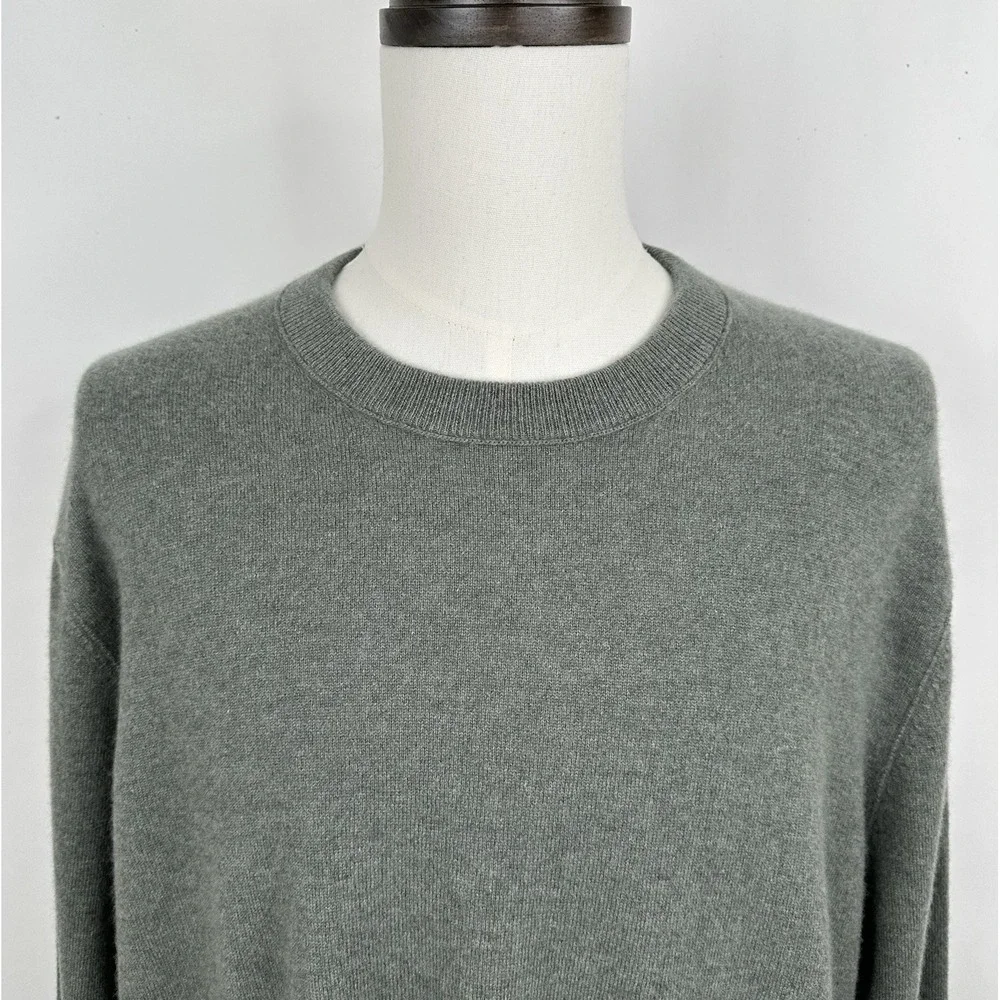 NWT Banana Republic Men's Cashmere Crew Neck Sweater XXL Heather Grey Green
